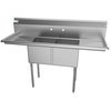 Koolmore 2 Compartment Stainless Steel NSF Commercial Kitchen Prep & Utility Sink with 2 Drainboards SB151512-15B3